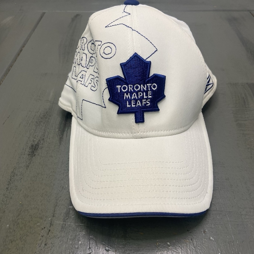 Vtg Reebok Toronto Maple Leafs Hat NHL Face Off Saw Tooth Blue White Cap